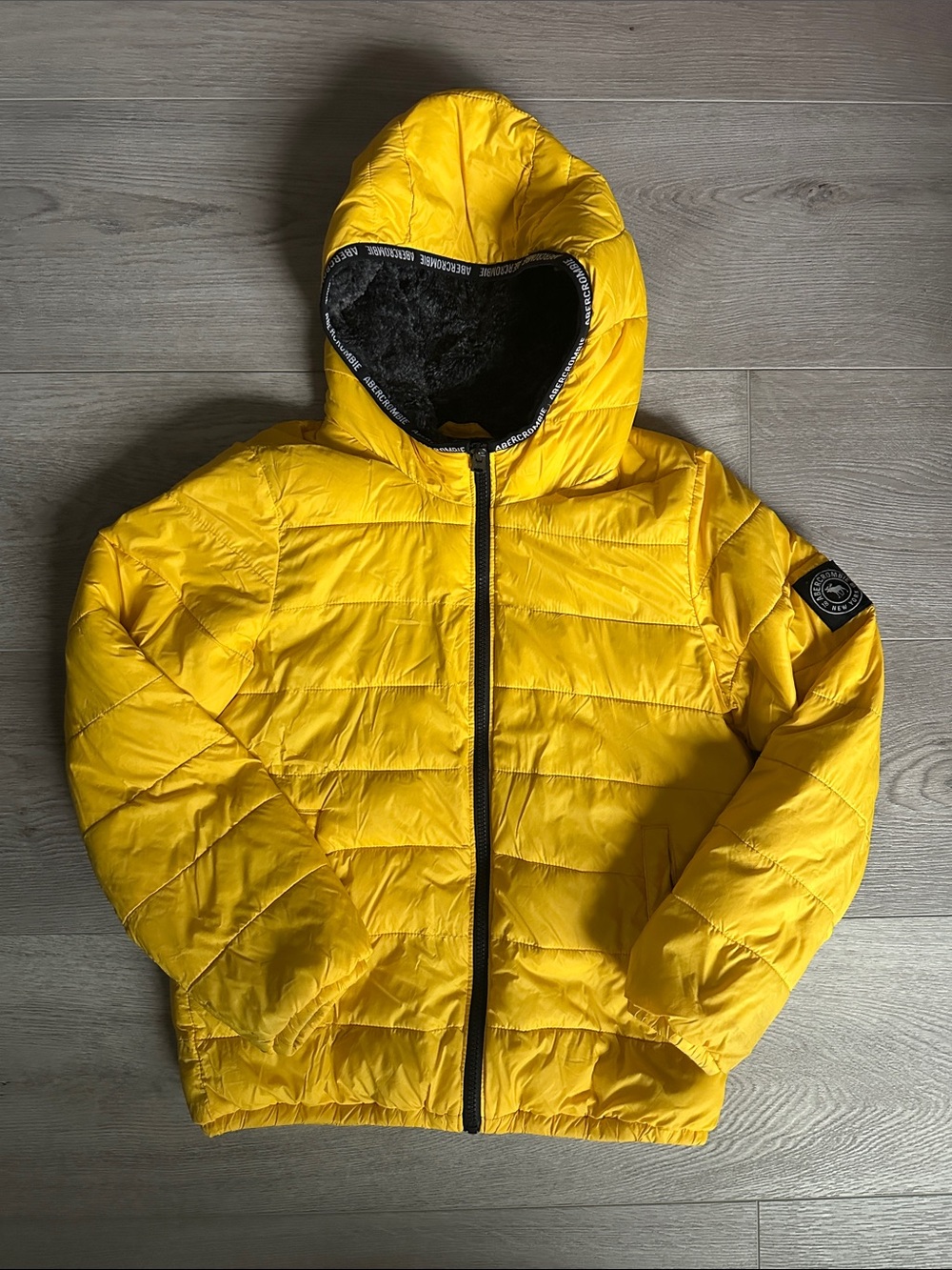 abercrombie kids Yellow Hooded Puffer Jacket